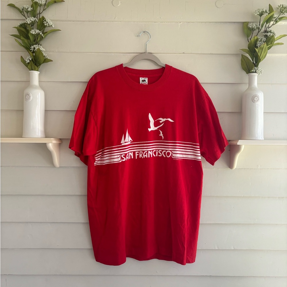 Vintage 80s San Francisco Red Short Sleeve Tee Shirt Men’s Size XL
